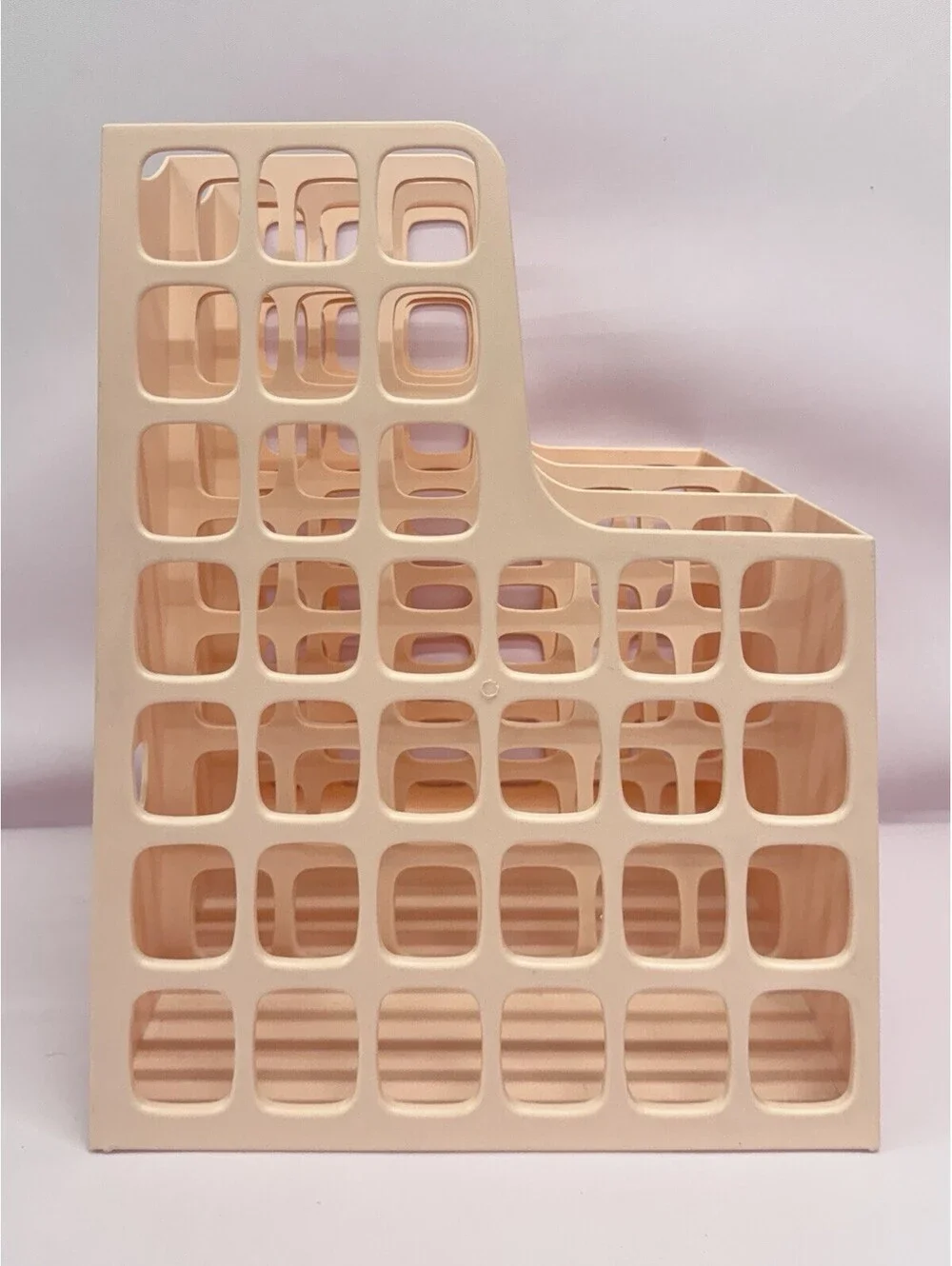 (P) Rare Set of 3 Vintage 1980s Peach Oxford DecoFile Magazine Holder Esselte